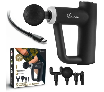 Pistolet do masażu Extralink Gun Mini MSG-03-MINI-BLACK 4 nakładki 3200obr/min 3h