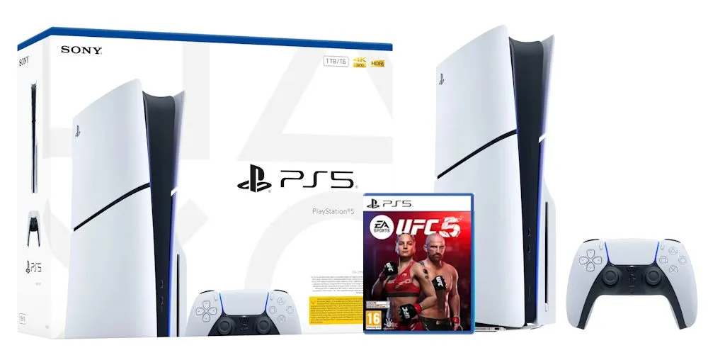 Konsola Sony PlayStation 5 Slim E Chassis (PS5) 1TB z napędem + EA Sports UFC 5