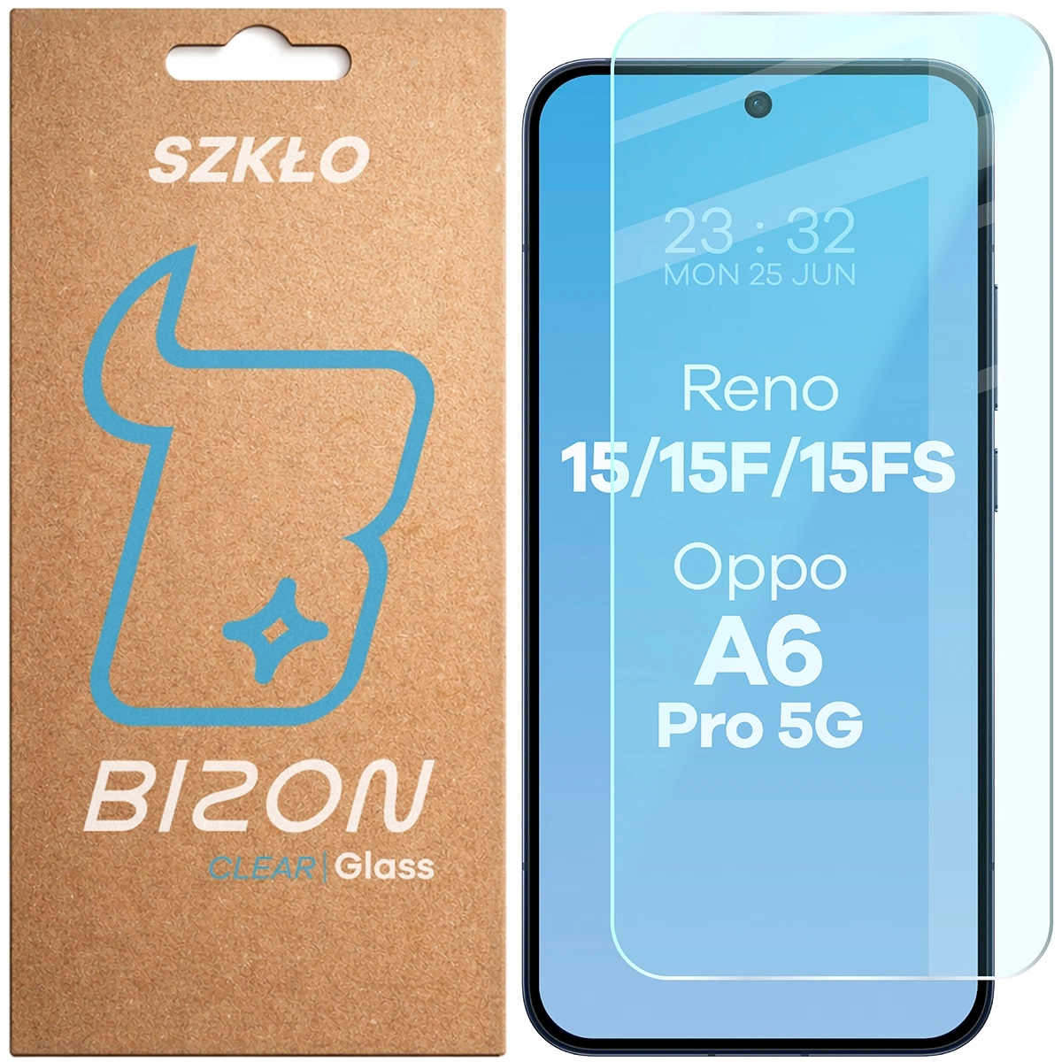 Szkło hartowane Bizon na ekran Glass Clear 2 do Oppo Reno 15/F/FS/Oppo A6 Pro 5G