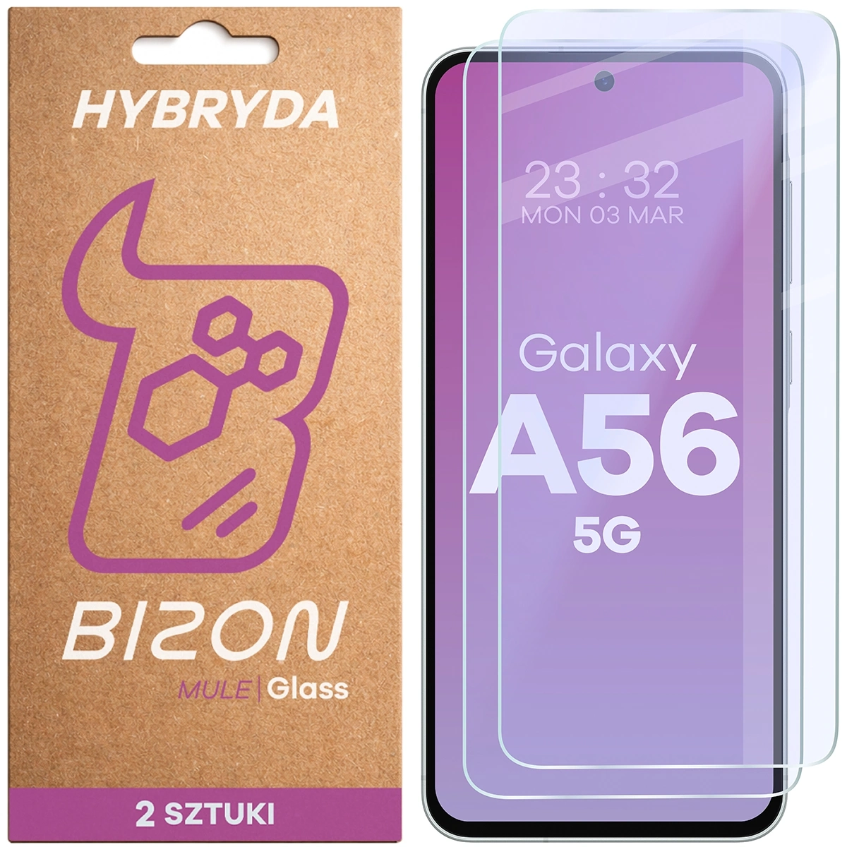 Szkło hybrydowe Bizon elastyczne Glass Mule Duo do Galaxy A56 5G 2 sztuki