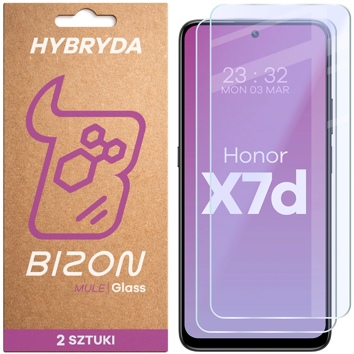 Szkło hybrydowe Bizon elastyczne Glass Mule Duo do Honor X7d 2 sztuki