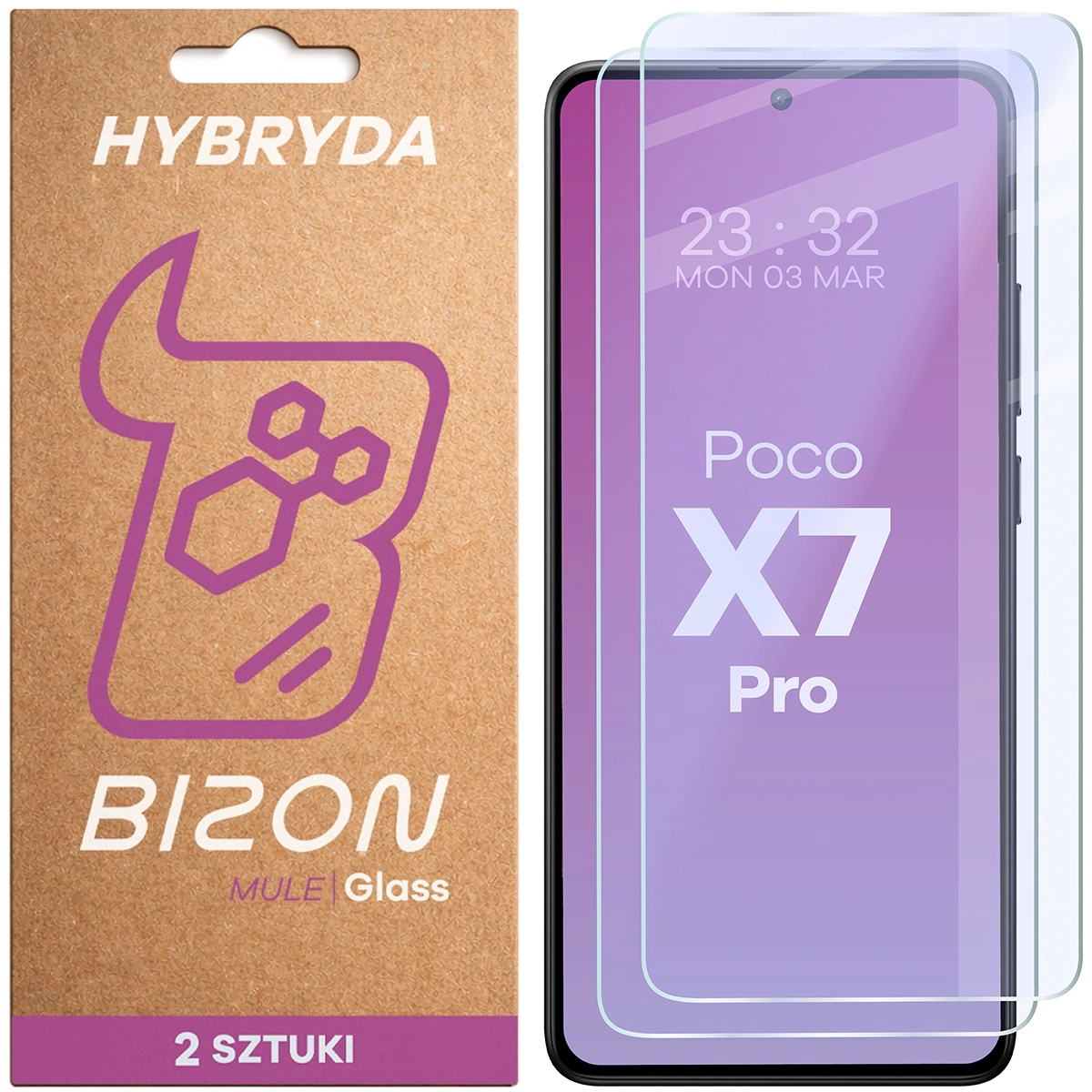 Szkło hybrydowe Bizon elastyczne Glass Mule Duo do Xiaomi POCO X7 Pro 2 sztuki
