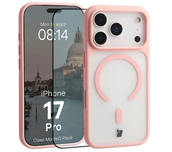 Bizon Case MatteO Pack do iPhone 17 Pro Jasnoróżowy