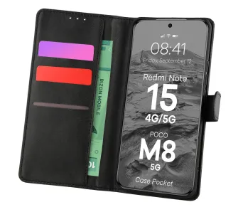 Etui Bizon Case Pocket do Xiaomi Redmi Note 15 / POCO M8 5G Czarny