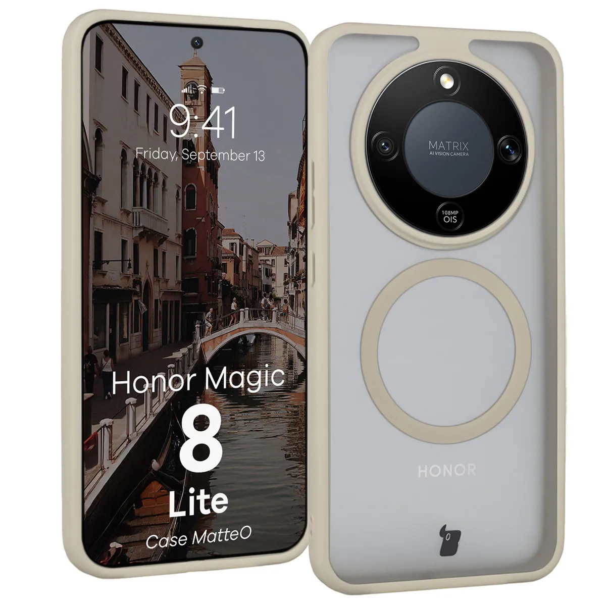 Etui Bizon MatteO do Honor Magic8 Lite Beżowy