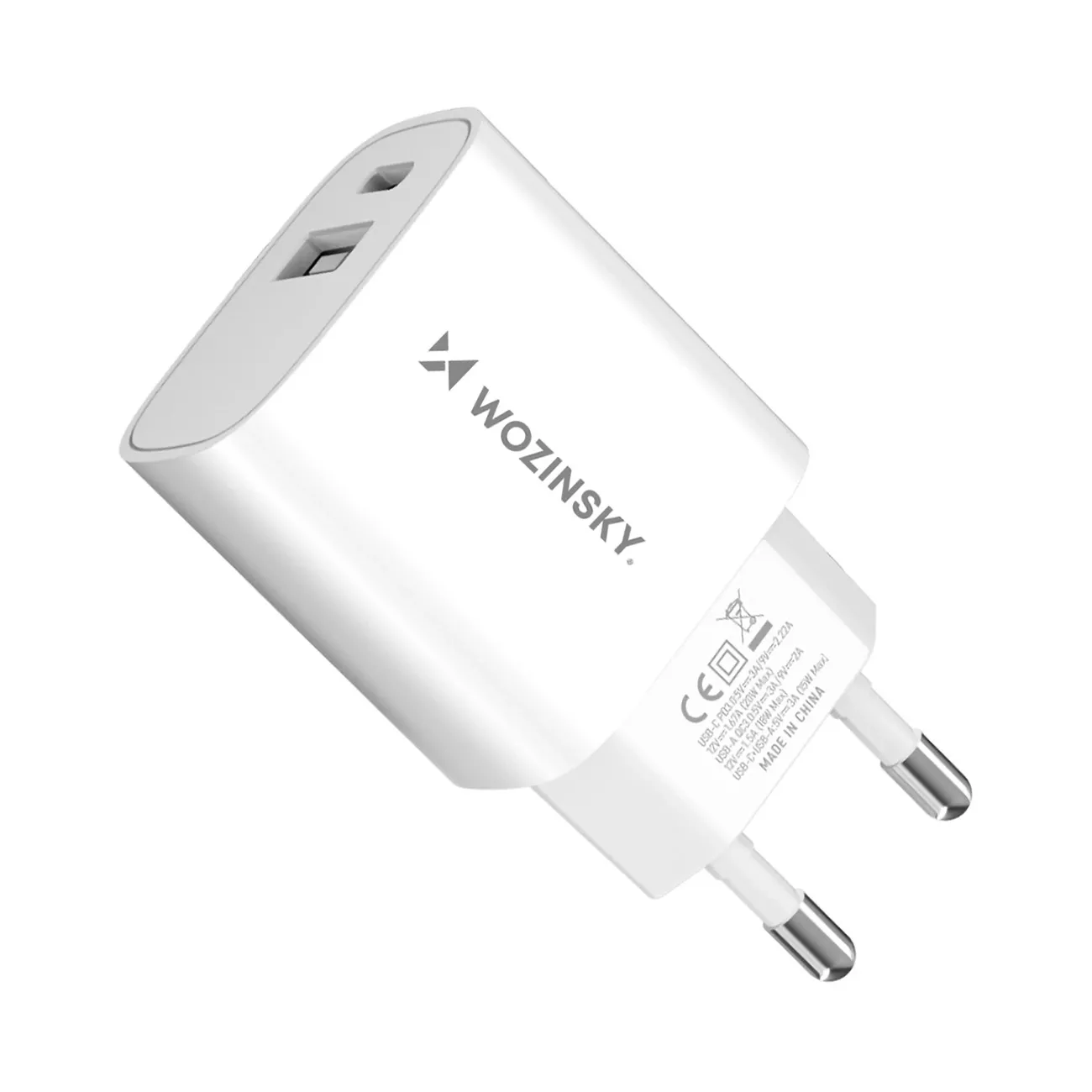 Ładowarka sieciowa Wozinsky WGWCW USB-A USB-C 20W Biały