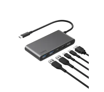 Hub USB Belkin  AVC022HQSGY USB-C, 2 x USB-A, 2 x USB-C PD 100W HDMI 2.0 4K 5Gbps Szary