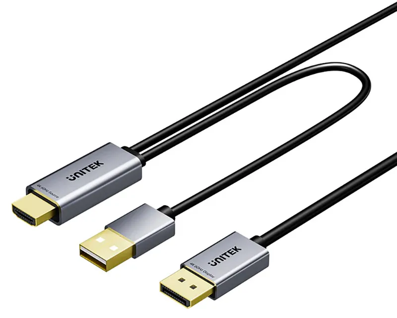 Kabel HDMI Unitek V1714A Jednokierunkowy HDMI/USB-A do DisplayPort 4K 1,8m