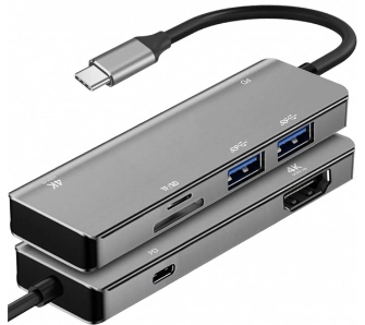 Adapter ART OEM-C16 USB-C do HDMI/USB-C/2xUSB-A/Czytnik Kart