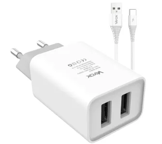Ładowarka sieciowa Vayox VA0052C 2x USB 2.1A + kabel USB-C 1m
