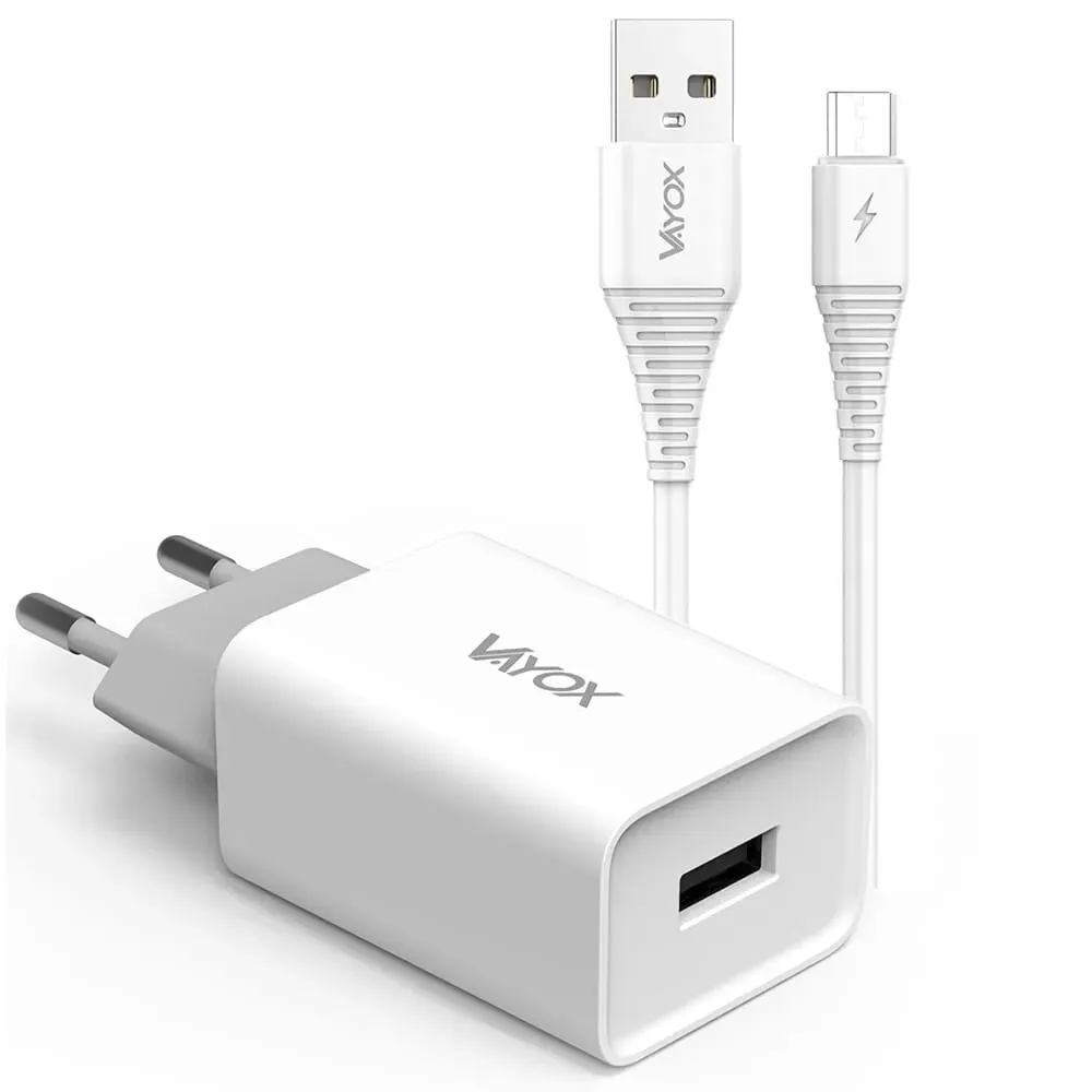 Ładowarka sieciowa Vayox VA0051M USB-A 2.1A  Biały + kabel microUSB 1m