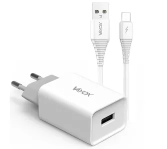Ładowarka sieciowa Vayox VA0051M USB-A 2.1A  Biały + kabel microUSB 1m