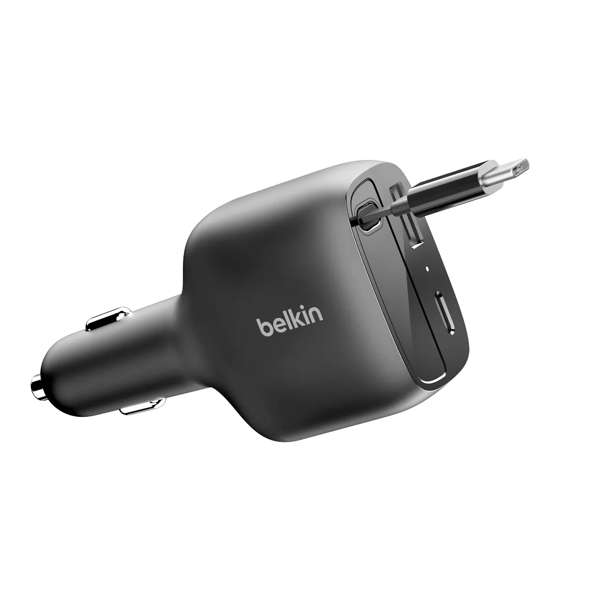 Ładowarka samochodowa Belkin BoostCharge USB-A USB-C 75W z wysuwanym kablem USB-C