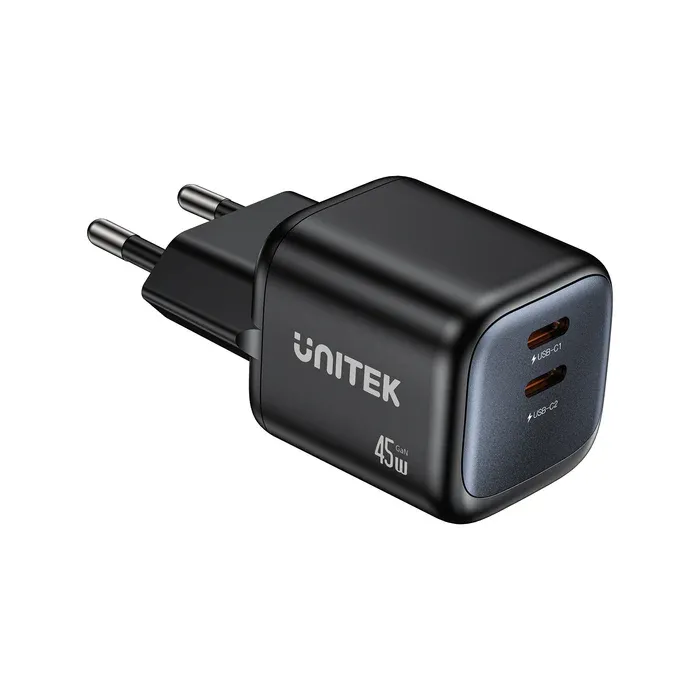 Ładowarka sieciowa Unitek P1129ABK01-EU GaN 2x USB-C 45W Czarny