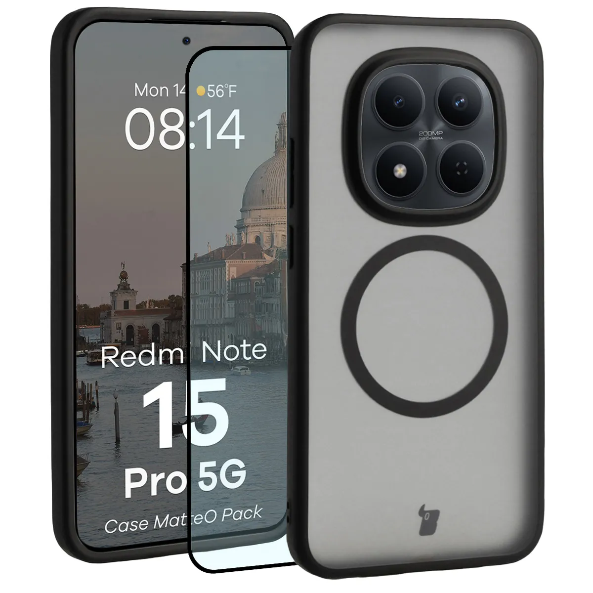 Szkło hartowane Bizon MatteO Pack do Xiaomi Redmi Note 15 Pro 5G Czarny