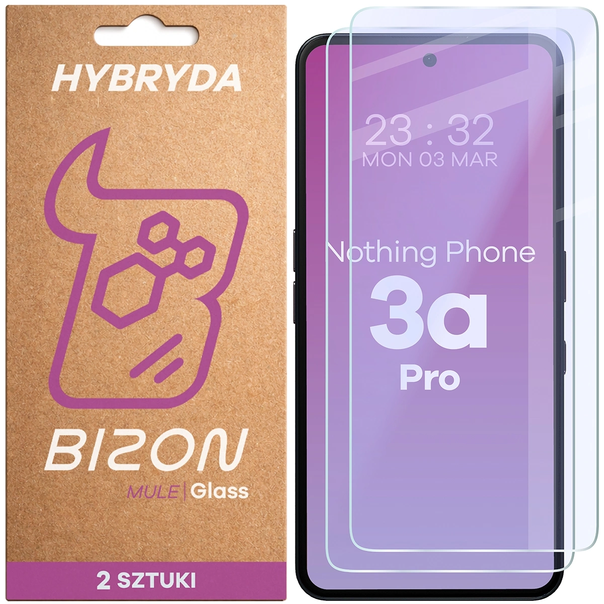 Szkło hybrydowe Bizon elastyczne Glass Mule Duo do Nothing Phone 3a Pro 2 sztuki