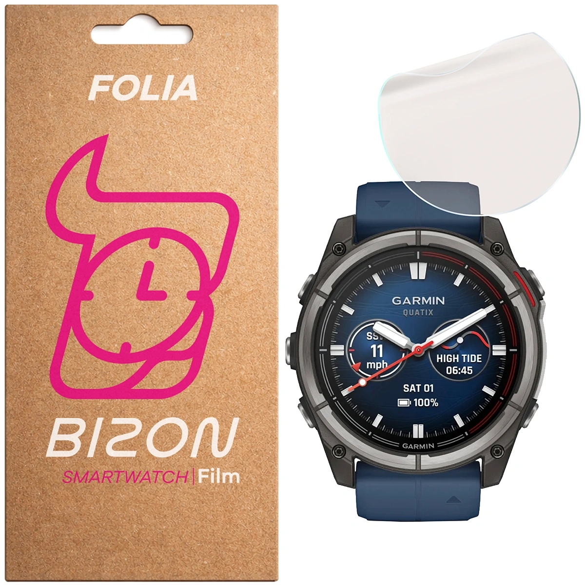 Folia hydrożelowa Bizon Watch Film Sun do Garmin Quatix 8 Pro 47 mm