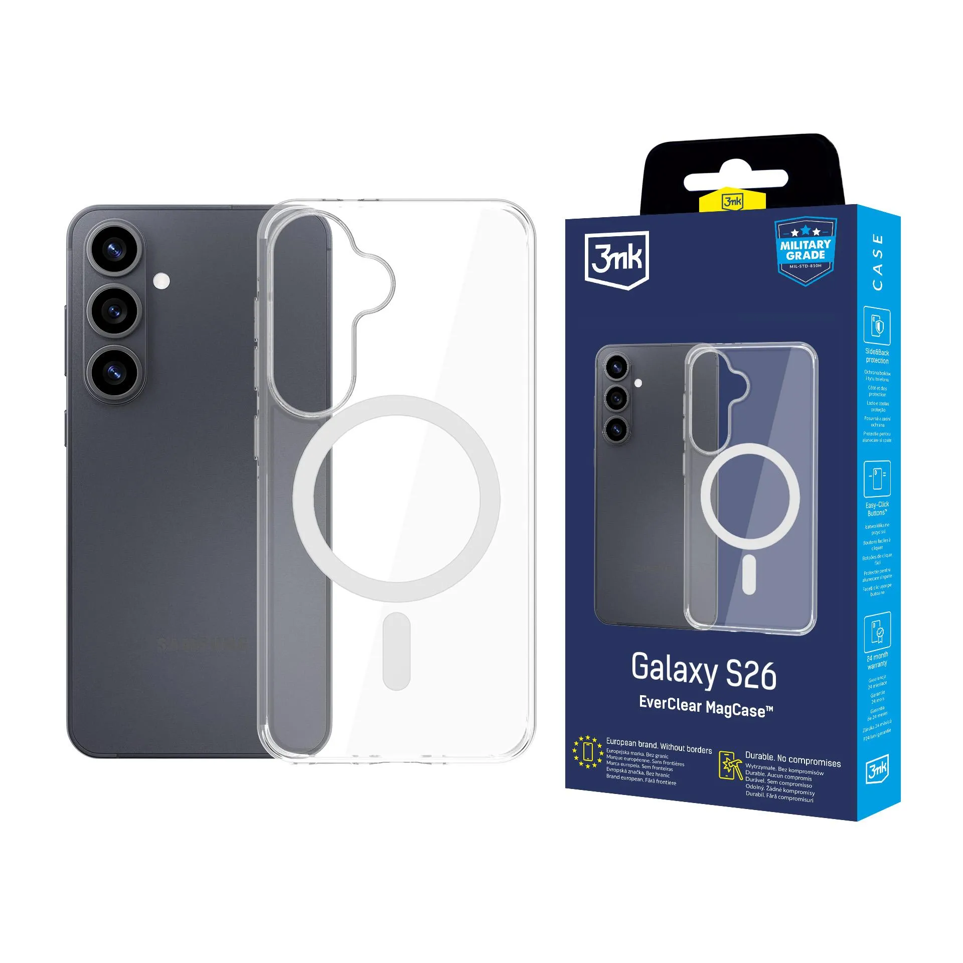 Etui 3mk EverClear MagCase do Galaxy S26 Przezroczysty