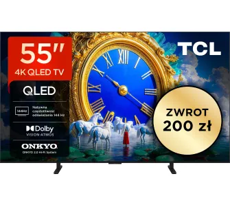 Telewizor TCL 55A400 55" QLED 4K 144Hz Google TV Funkcje AI Dolby Vision Dolby Atmos DTS-X HDMI 2.1 DVB-T2