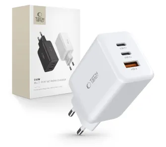 Ładowarka sieciowa Tech-Protect C65W QC3.0 PD 2x USB-C USB-A 65W Biały
