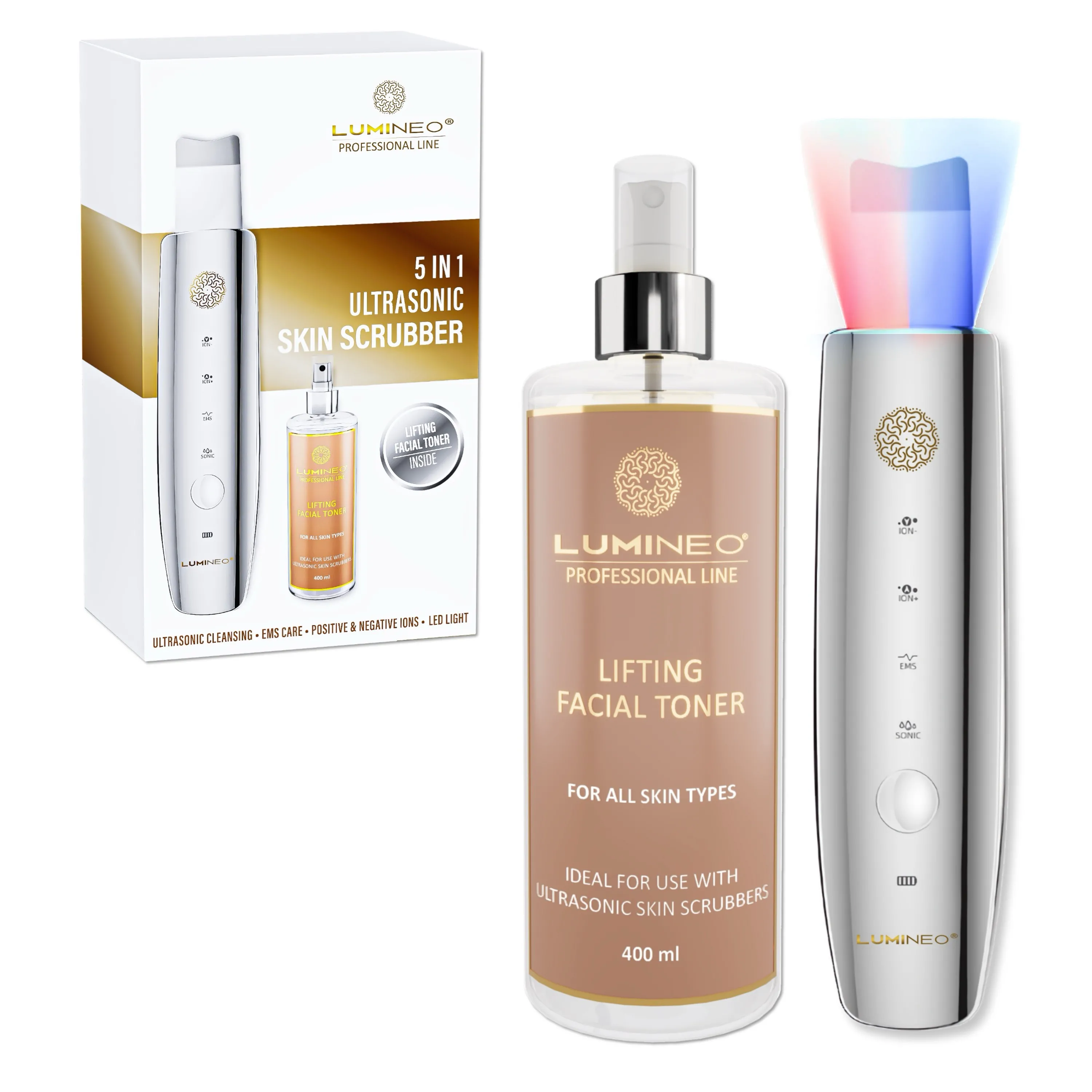 Urządzenie do peelingu kawitacyjnego Lumineo M22 5w1 + Tonik liftingujący 400ml