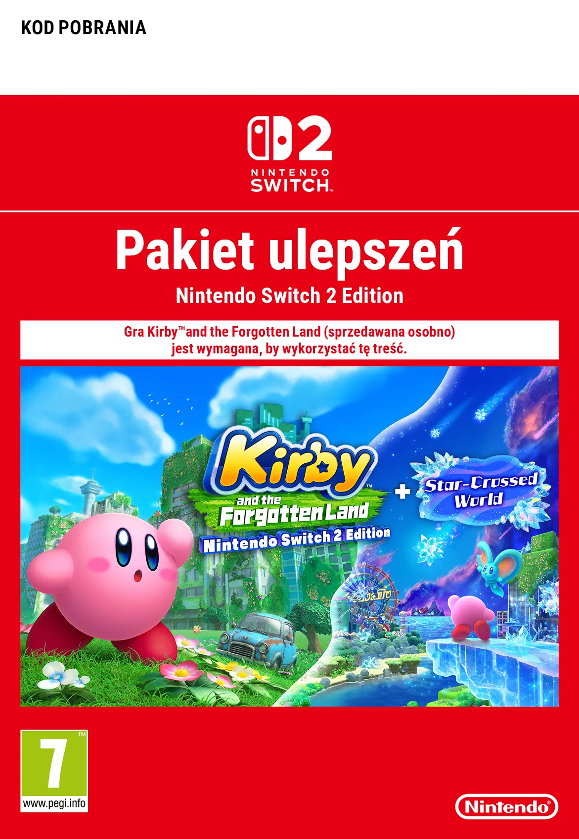Kirby And The Forgotten Land Upgrade Pack Nintendo Switch 2 Edition + Star-Crossed World [Bon Aktywacyjny]