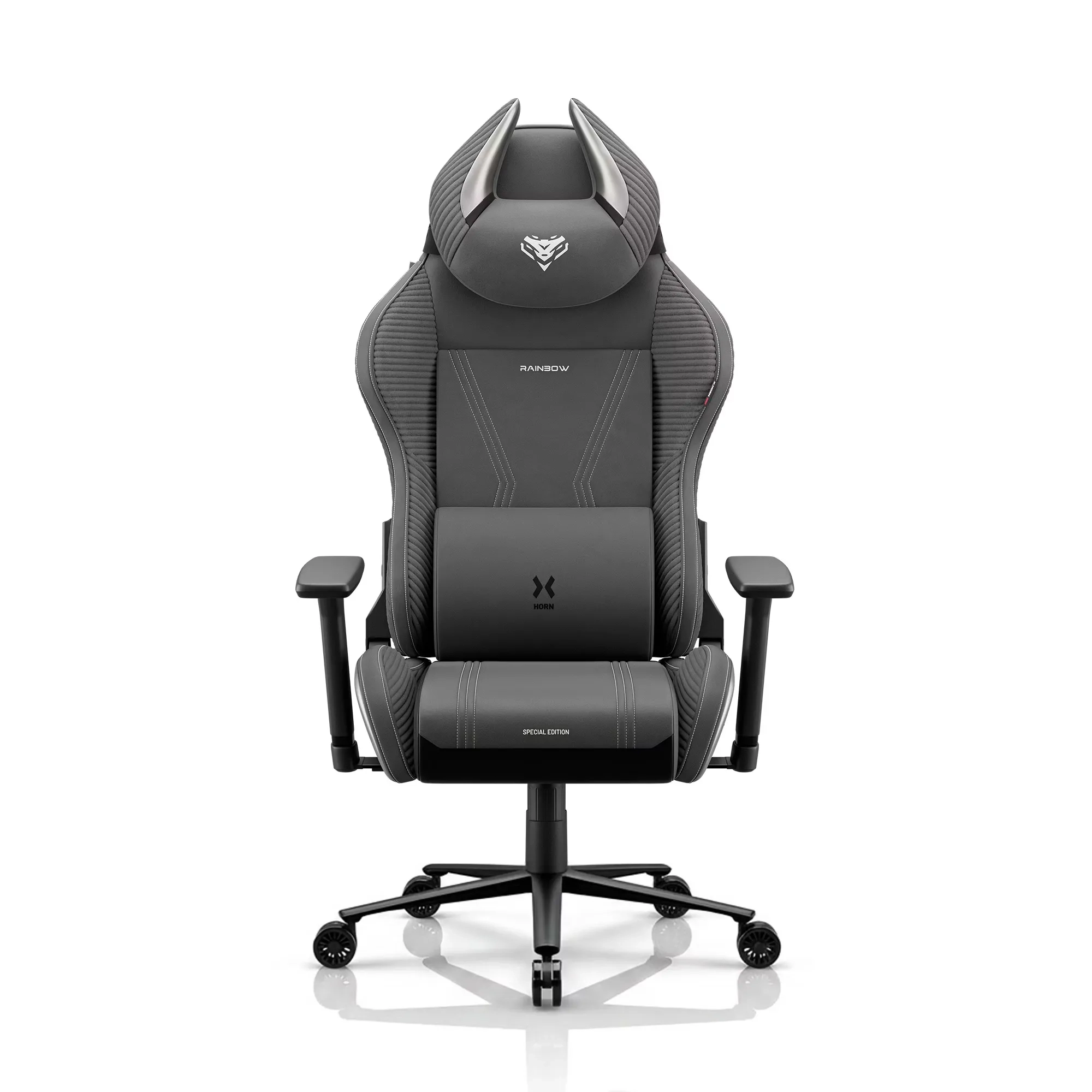 Fotel Diablo Chairs X-Horn 2.0 Normal Size Rainbow Grey Gamingowy do 140kg Tkanina Szary