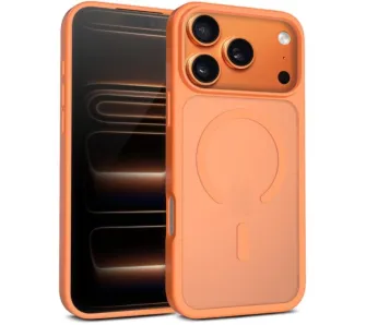 Etui Crong Hybrid Matte Magnetic MagSafe do iPhone 17 Pro Pomarańczowy