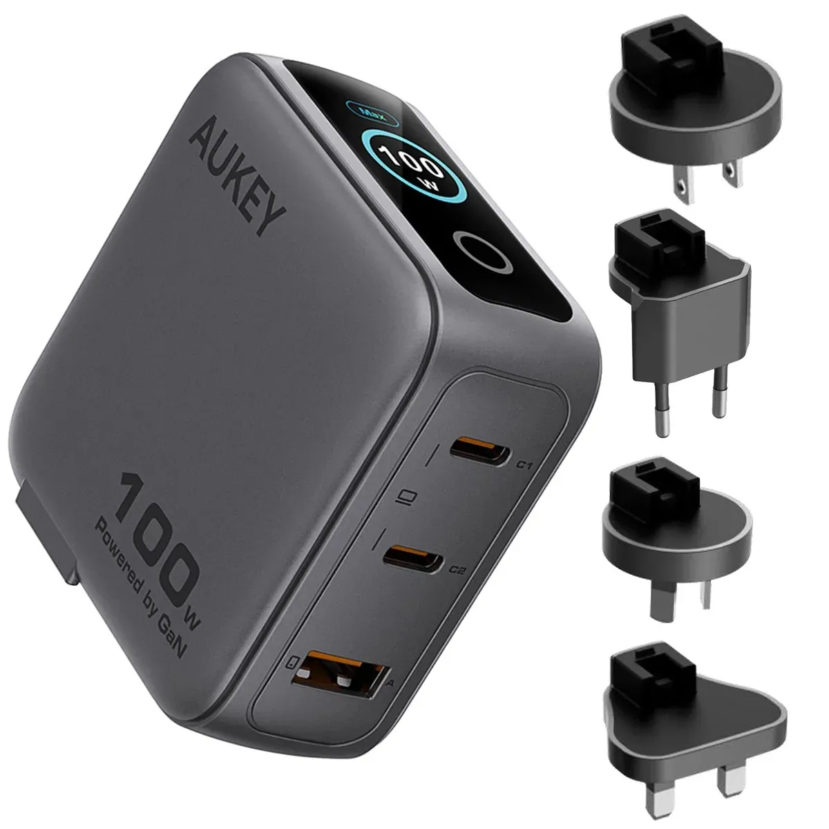 Ładowarka sieciowa Aukey PA-B9U USB-A 2x USB-C 100W Szary