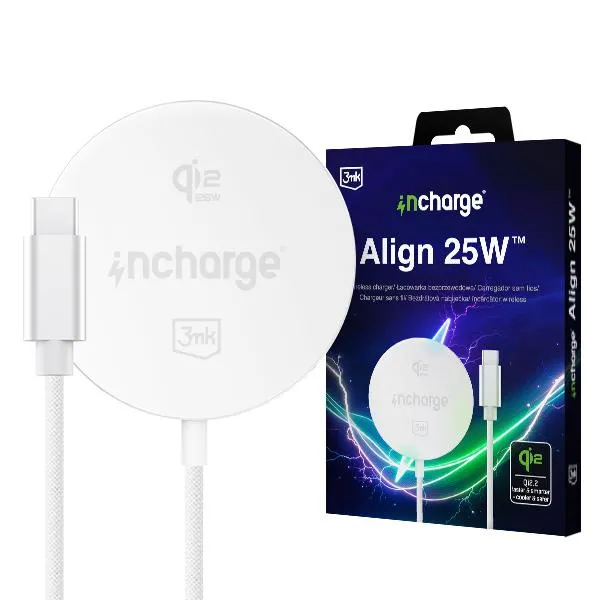 Ładowarka indukcyjna 3mk incharge Align 25W do Apple Biały