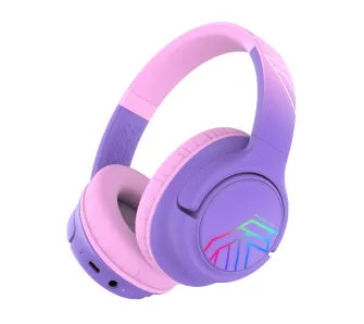 Słuchawki bezprzewodowe PowerLocus Bobo Nauszne Dla Dzieci Bluetooth 5.3 Różowo-fioletowy