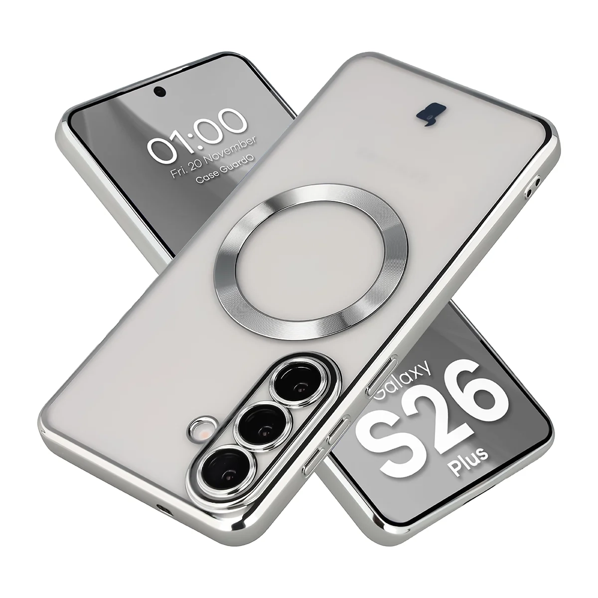 Etui Bizon Case GuardO do Galaxy S26 Plus Srebrny