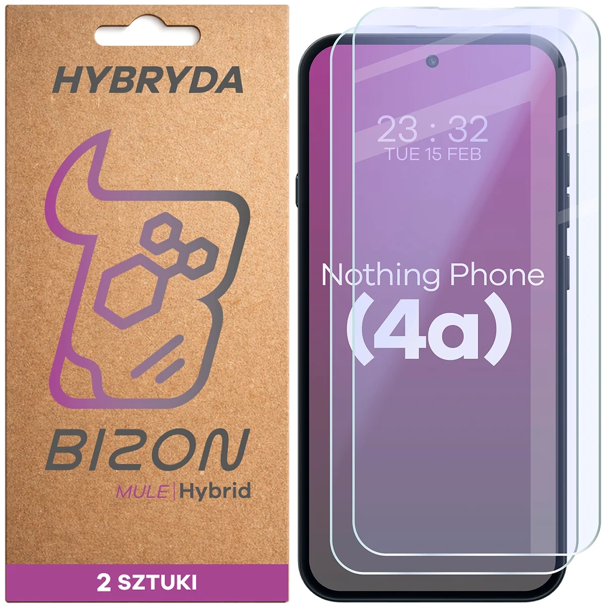 Szkło hybrydowe Bizon elastyczne Hybrid Mule Duo do Nothing Phone 4a 2 sztuki