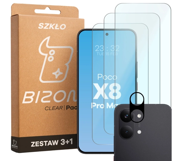 Bizon 3x Szkło + szybka na aparat Glass Clear Pack do Xiaomi POCO X8 Pro Max