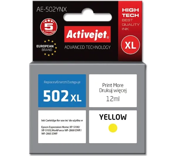 ActiveJet AE-502YNX (zamiennik 502XL) Żółty 12 ml
