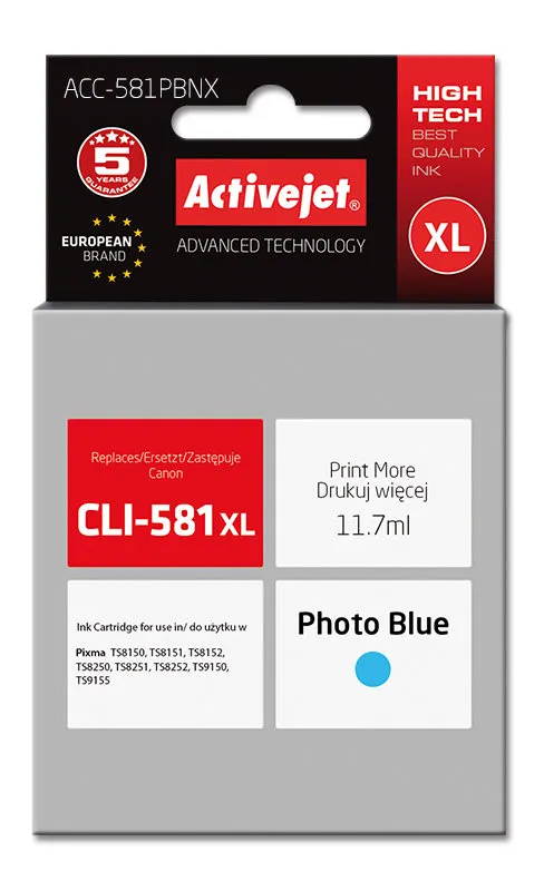 Tusz ActiveJet ACC-581PBNX (zamiennik CLI-581PB) Niebieski 11,7 ml