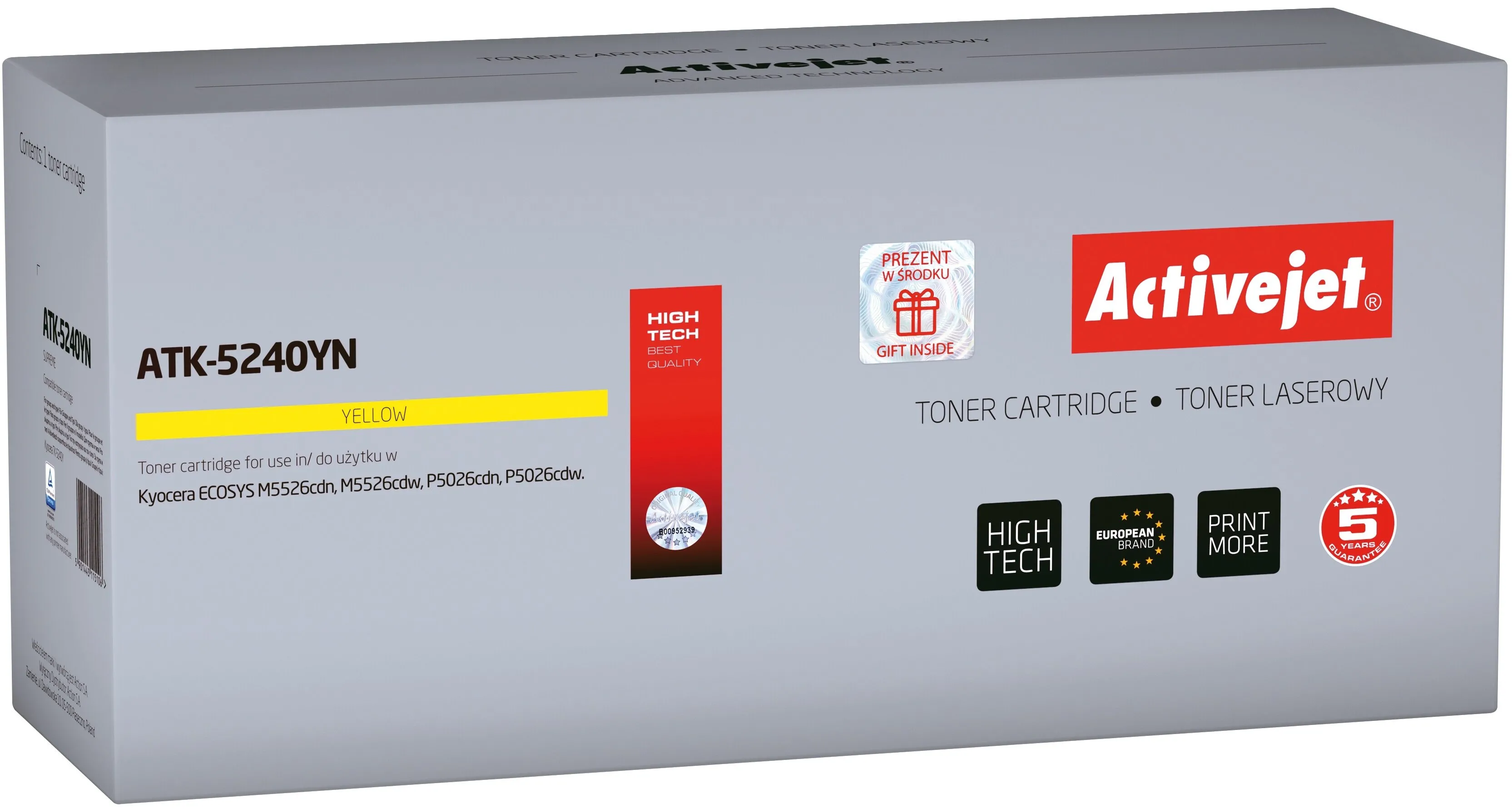 Toner ActiveJet ATK-5240YN (zamiennik TK-5240Y) Żółty