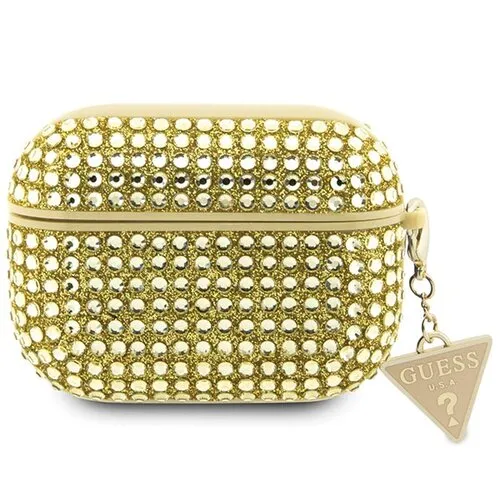 Etui na słuchawki Guess Rhinestone do Apple AirPods Pro 2 Złoty