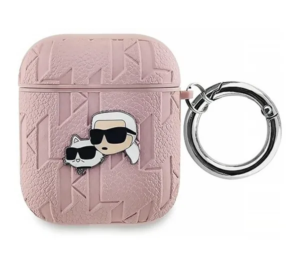 Karl Lagerfeld Monogram Karl & Choupette Head do Apple Airpods 1/2 Różowy