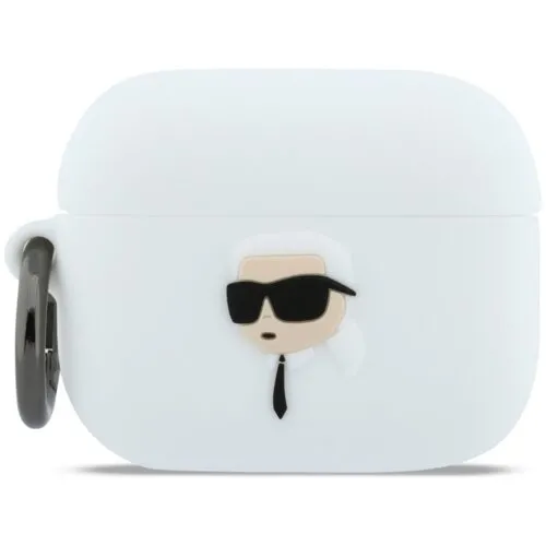 Etui na słuchawki Karl Lagerfeld Silicone Karl Head 3D do Apple AirPods Pro 3 Biały