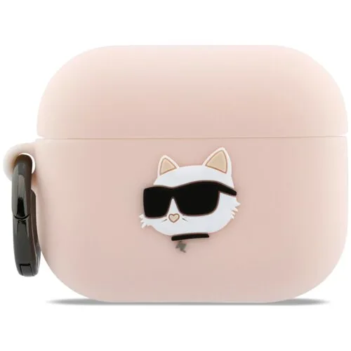Etui na słuchawki Karl Lagerfeld Silicone Choupette Head 3D do Apple AirPods Pro 3 Różowy