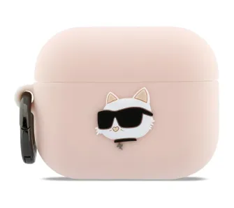 Etui na słuchawki Karl Lagerfeld Silicone Choupette Head 3D do Apple AirPods Pro 3 Różowy