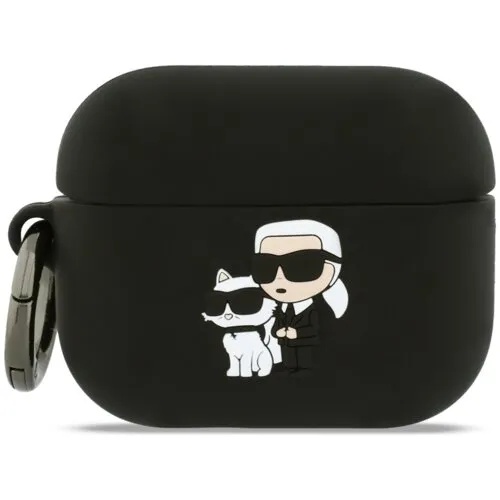Etui na słuchawki Karl Lagerfeld Silicone Karl & Choupette Head 3D do Apple AirPods Pro 3 Czarny
