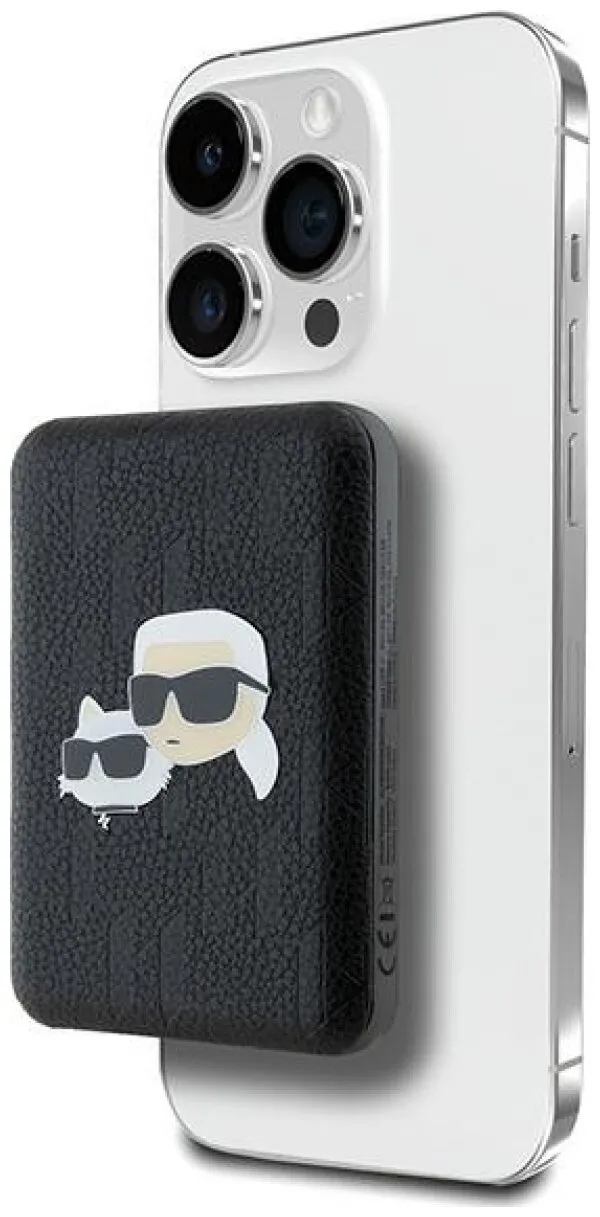 Powerbank Karl Lagerfeld Karl&Choupette Head Pin MagSafe 5000mAh 15W Czarny