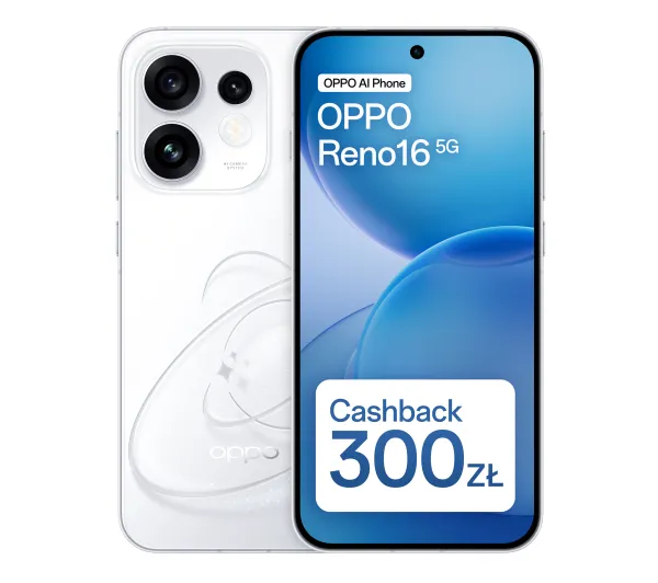 OPPO Reno16 5G 8/512GB Funkcje AI 6,32" 120Hz 50Mpix Biały