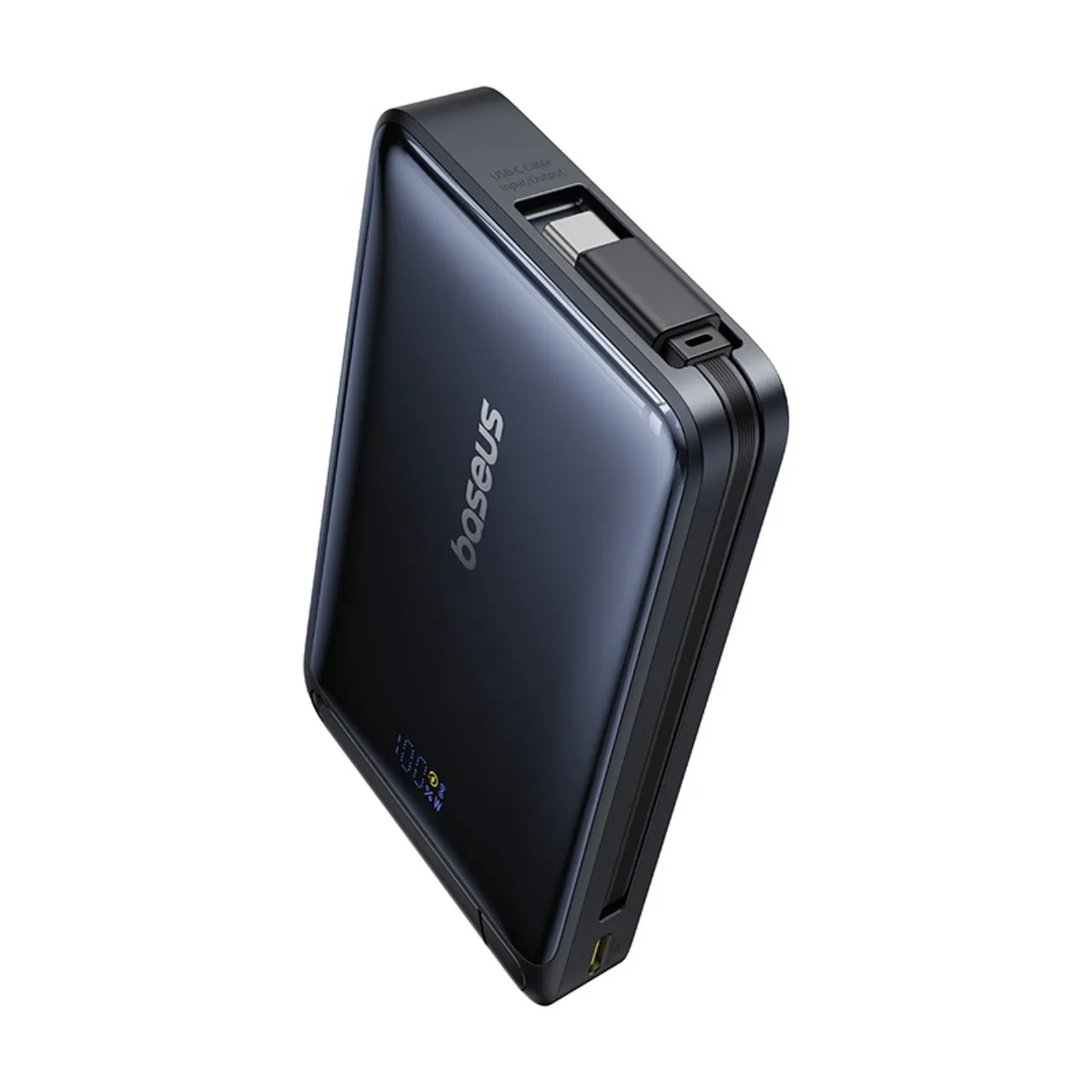 Powerbank Baseus Nomos Qi2 10000mAh 30W Wbudowany kabel USB-C Czarny