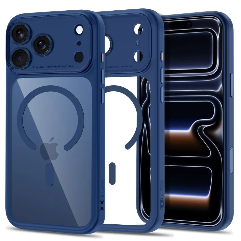 Etui Tech-Protect MagPeak Magsafe CC do iPhone 18 Pro Max / 17 Pro Max Przezroczysty-Granatowy