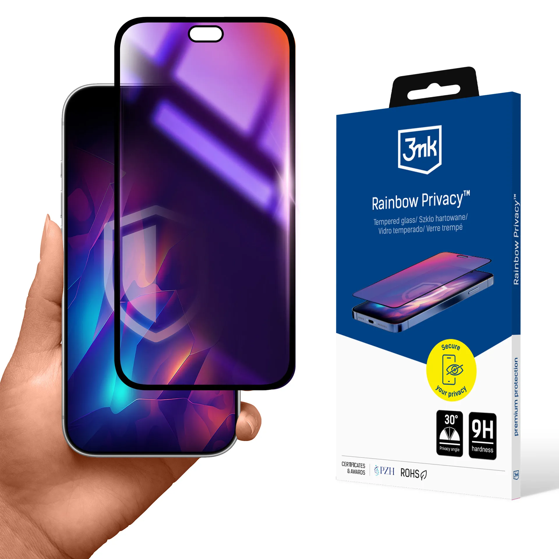 Szkło hartowane 3mk Rainbow Privacy do Apple iPhone 18 Pro Max