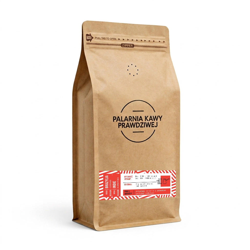 Kawa ziarnista Palarnia Kawy Prawdziwej Brazylia Cerrado & Indie Karnataka 500g