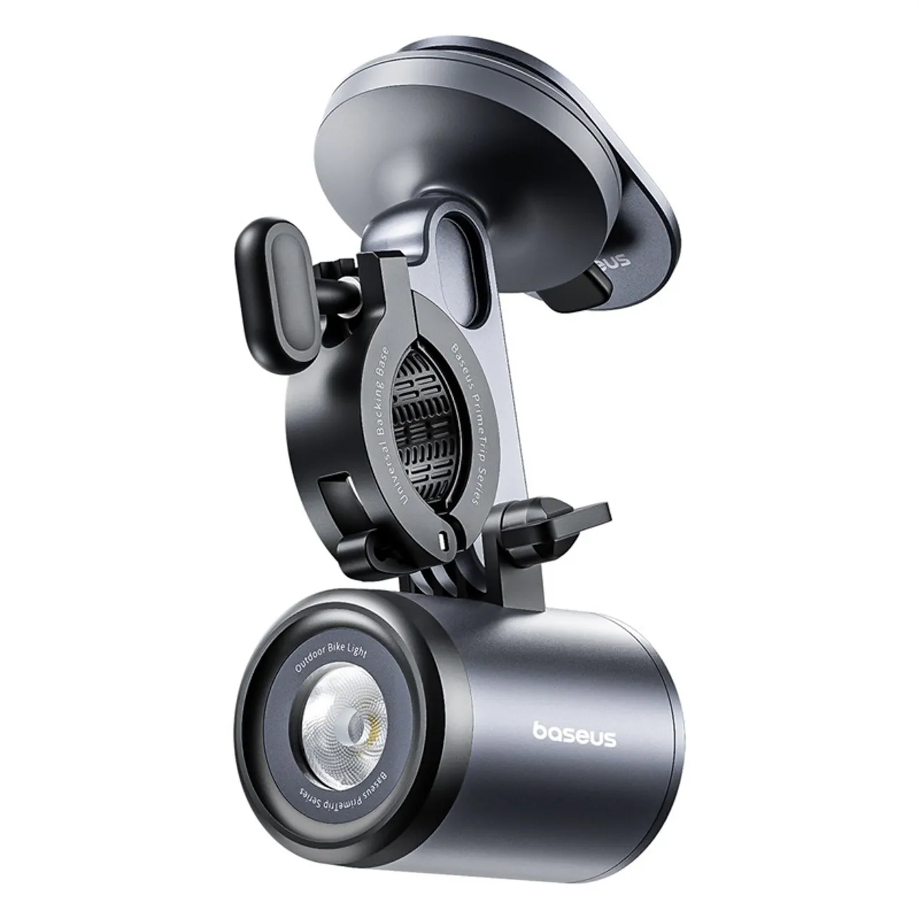 Lampka rowerowa przednia Baseus PrimeTrip 2w1 LED 3000mAh + uchwyt na telefon Czarno-szary
